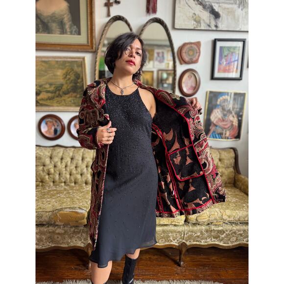 Vintage Paisley Tapestry Jacket w Waist Tie Size 6/Medium by Sunni Leigh - Picture 12 of 13